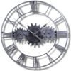 Horloge Industrielle Triple Engrenage Argenté
