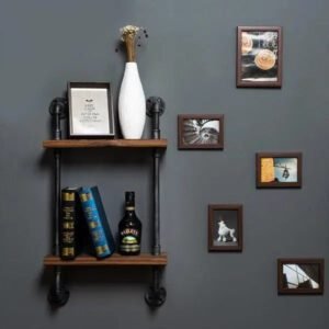 Étagère Murale Industrielle Robuste Bibliothèque