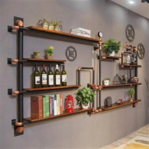 Étagère Murale Industrielle Rustique Élégante Pour Salle À Manger