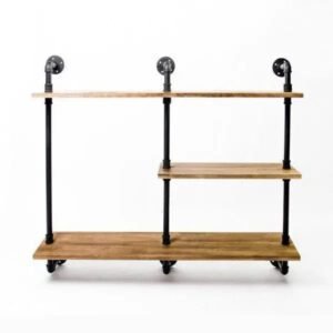 Étagère Murale Industrielle Style Bibliothèque En Bois Massif