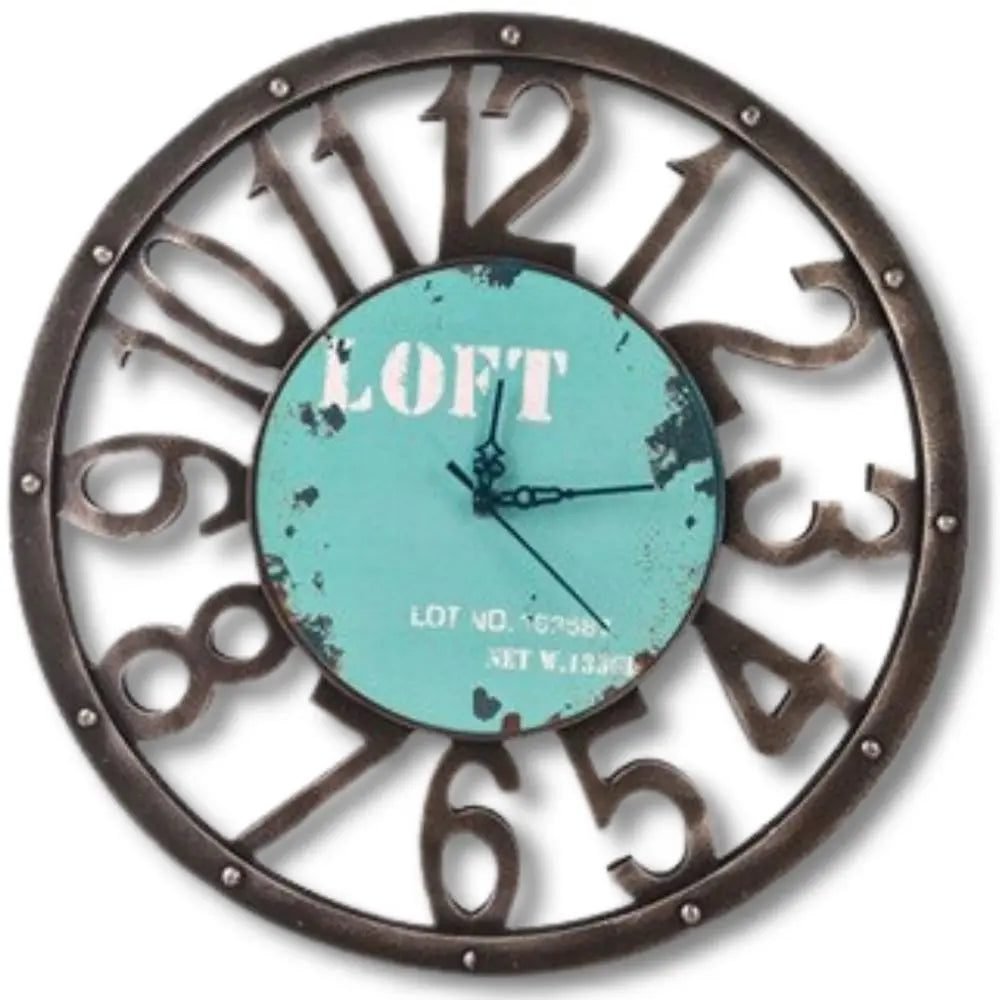 Horloge Industrielle Couleur Contemporaine Métal Vieilli 1 Horloge Industrielle Couleur Contemporaine Métal Vieilli