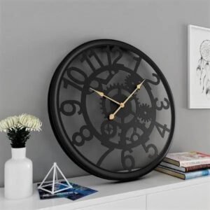 Horloge Industrielle Noire Vintage Authentique