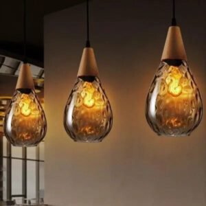 Lampe Suspendue Industrielle Verre Soufflé Élégante
