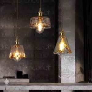 Lustre Industriel En Verre Rétro