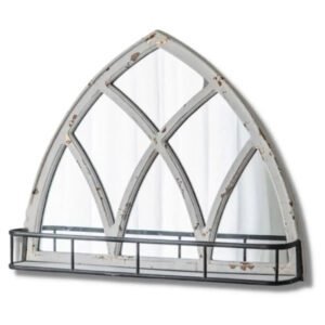 Miroir Industriel Étagère Bois Vintage