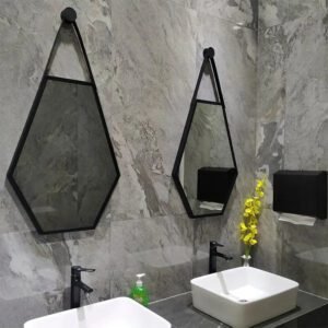 Miroir Industriel Hexagone Grand Format Authentique