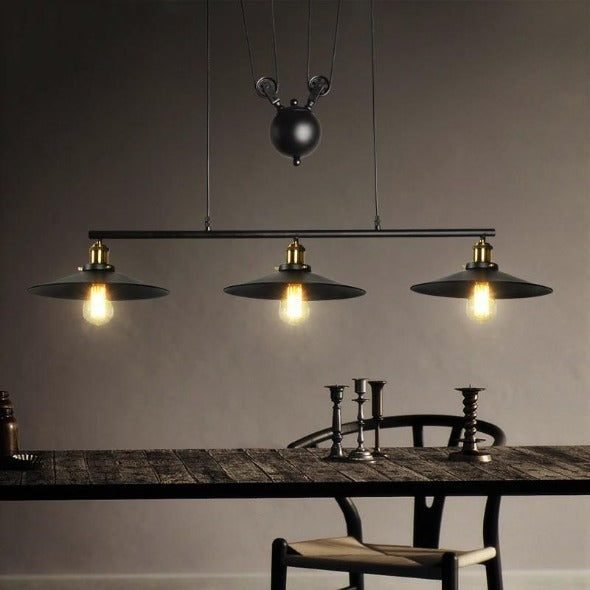 Suspension Industrielle 3 Lampes Vintage 2 Suspension Industrielle 3 Lampes Vintage