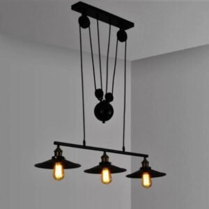 Suspension Industrielle 3 Lampes Vintage