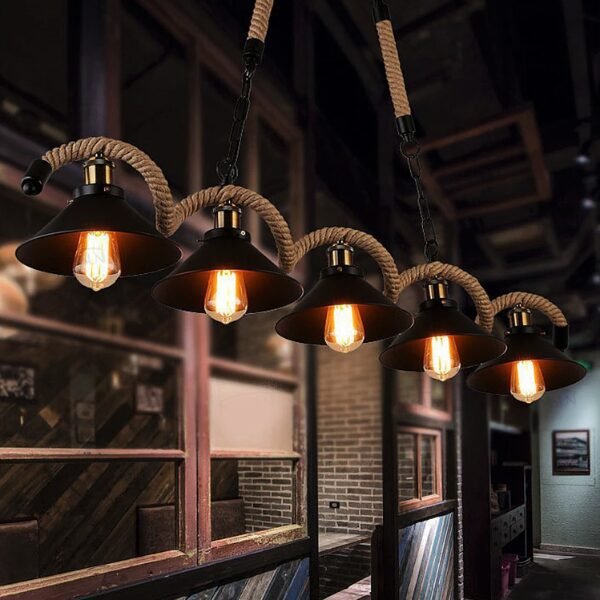 Suspension Industrielle 5 Lampes Vintage 2 Suspension Industrielle 5 Lampes Vintage