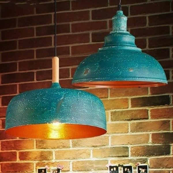 Suspension Industrielle Bleue Vintage 1 Suspension Industrielle Bleue Vintage