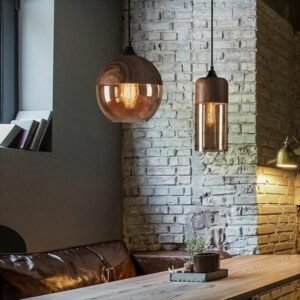 Suspension Industrielle Bois Verre Authentique Atmosphérique