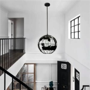 Suspension Industrielle Globe Métallique Contemporaine Atelier