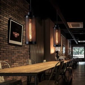 Suspension Industrielle Grille Métallique Vintage Authentique