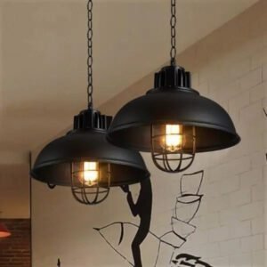 Suspension Industrielle Noire Contemporaine