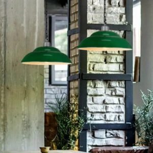 Suspension Industrielle Verte Signature Atelier Authentique