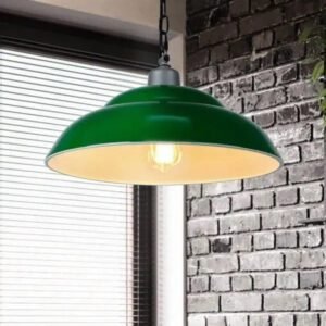 Suspension Industrielle Verte Signature Atelier Authentique