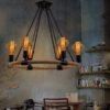 Suspension Industrielle Vintage 6 Ampoules Métal