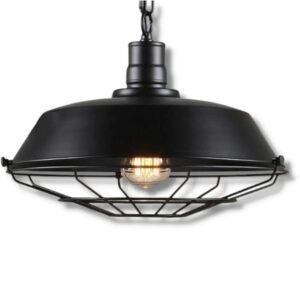 Suspension Industrielle Vintage Noire Authentique