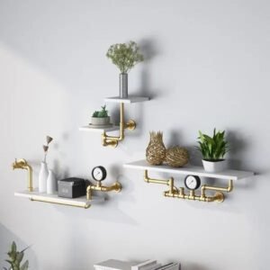 Étagère Murale Industrielle Blanche Style Loft