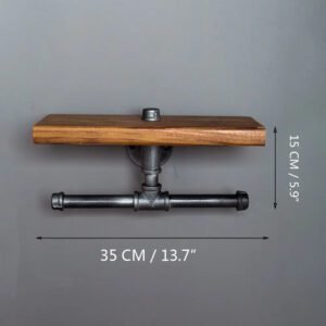 Étagère Murale Industrielle Double Bois Brut