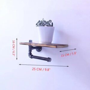 Étagère Murale Industrielle Double Bois Brut