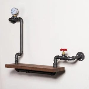 Étagère Murale Industrielle Tuyaux Métalliques Authentique