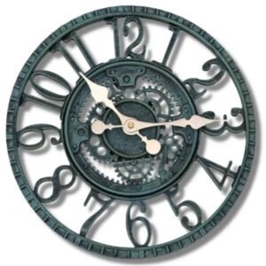 Horloge Industrielle Bleue Métallique Authentique Vintage