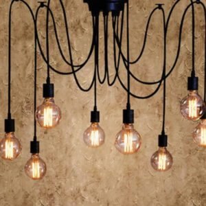 Suspension Industrielle Multiples Éclairages Métal Patiné