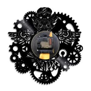 Horloge Industrielle Motif Chouette Rétro