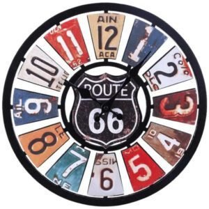 Horloge Industrielle Rétro Route 66 Authentique