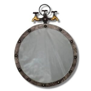 Miroir Industriel Suspendu Robinetterie Rétro-Chic Authentique