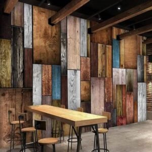 Papier Peint Bois Industriel Aspect Vieilli