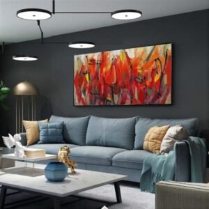 Tableau Industriel Abstrait Contemporain Panoramique Signature